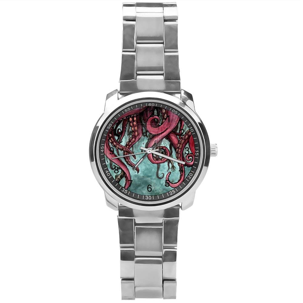 Yolocal Octopus Analog Wrist Watch for Boys - Stainless Steel Strap - Waterproof Kids Watch for School, Sports & Outdoor Activities