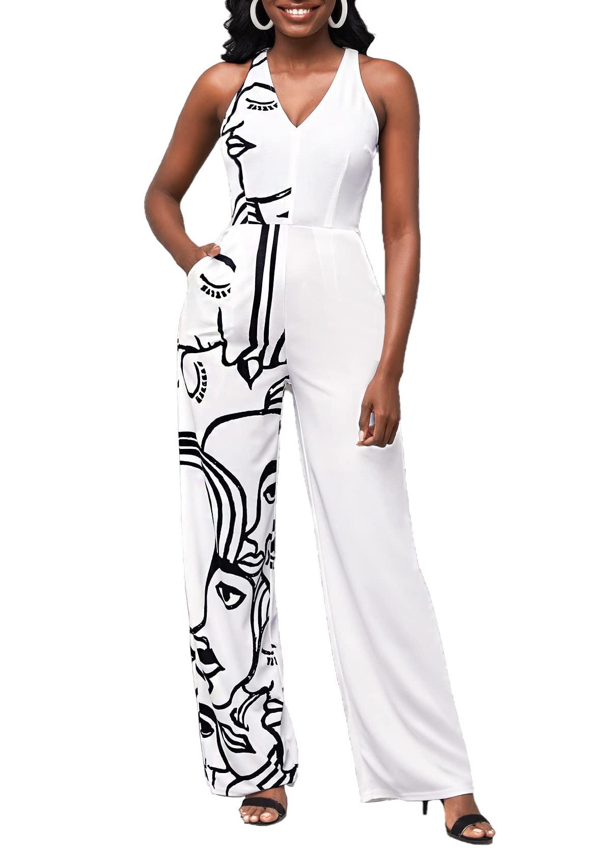 JTNFairy Women's Summer One Shoulder Stretchy Jumpsuit - High Waist Wrap Romper with Pockets | Elegant Casual Outfit for Beach, Party & Vacation Wear