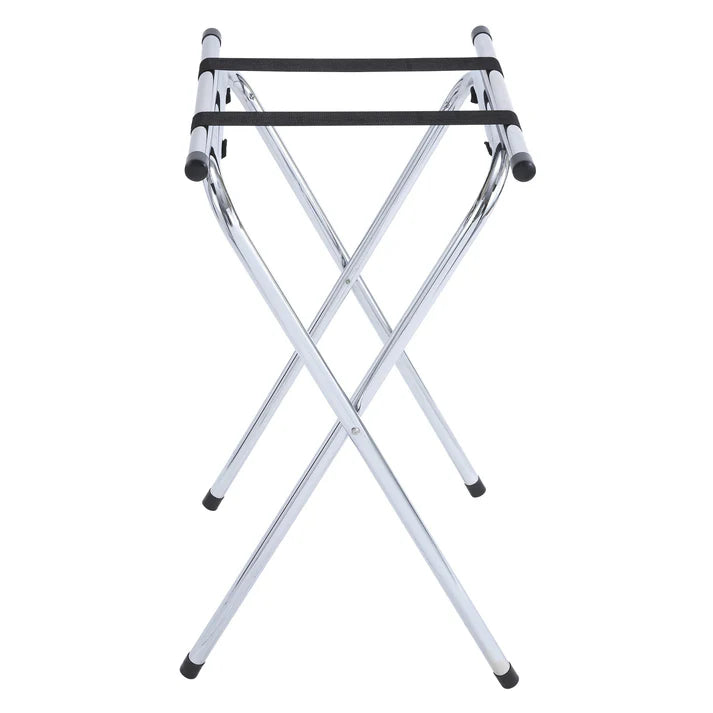 Winco Folding Tray Stand - 31 Inch Height Adjustable Chrome Steel Serving Table for Dining, Parties, and Outdoor Use