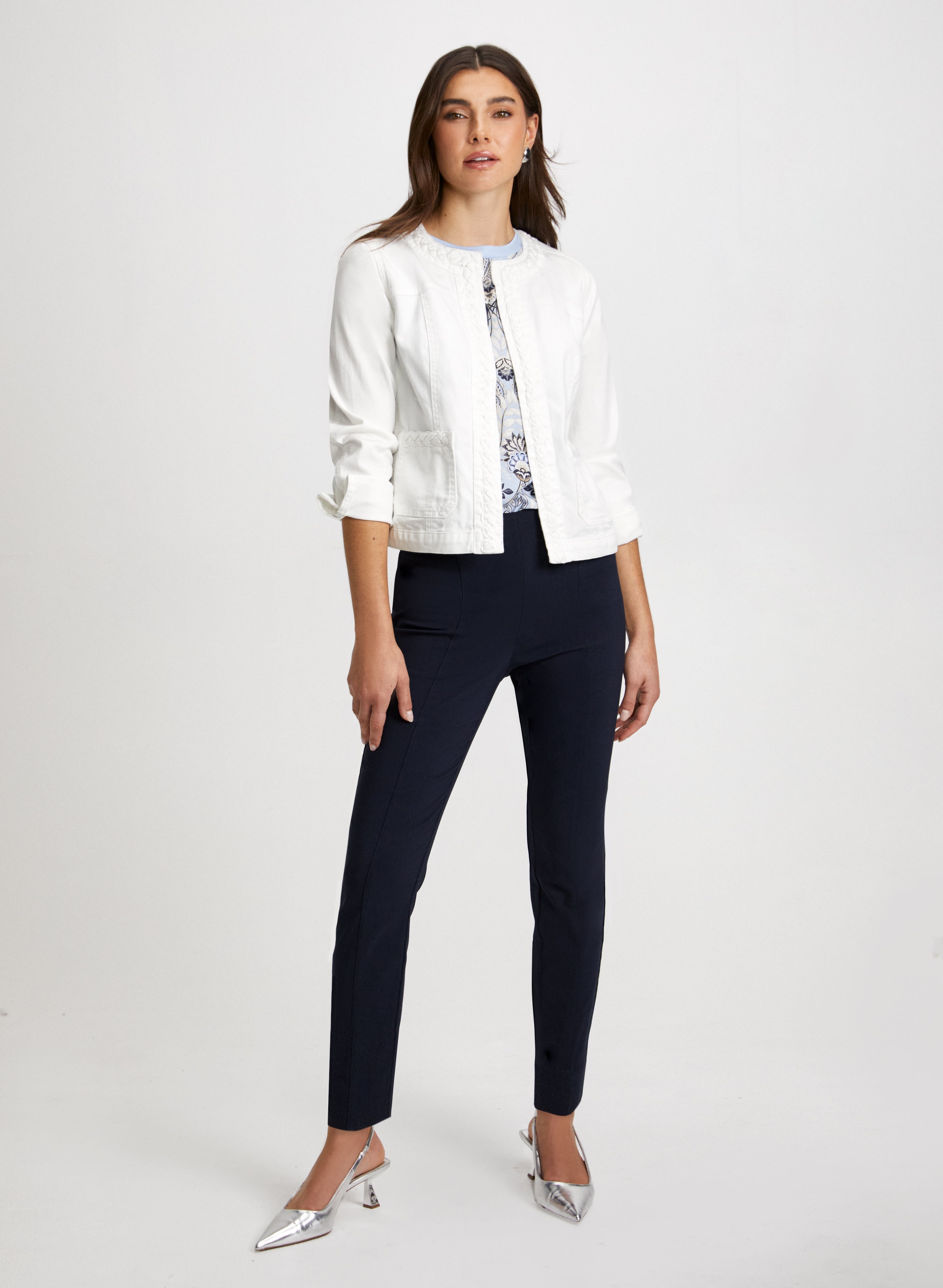 Stylish Bengaline Pants & Distressed Denim Jacket Set for Women | Trendy Casual Outfit for Streetwear, Date Night & Fall Fashion