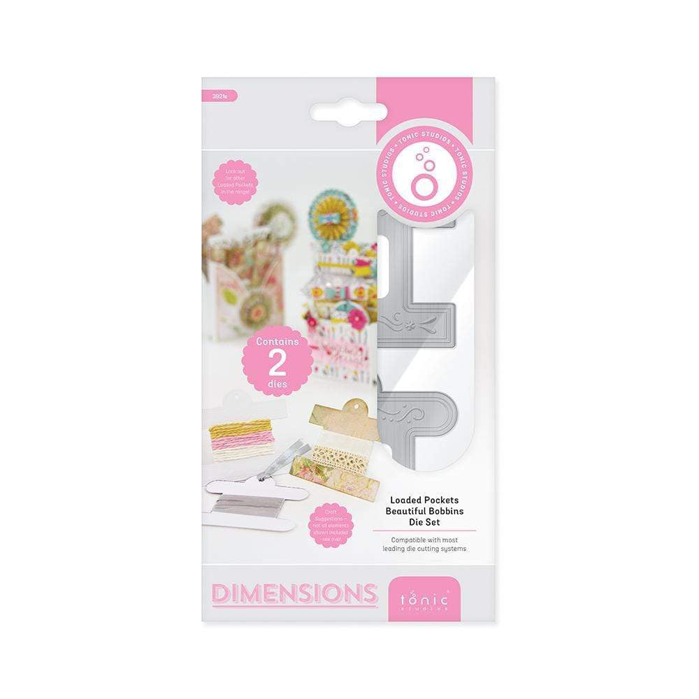 Tonic Studios Loaded Pockets Beautiful Bobbins Die Set 3921E - Scrapbooking & Card Making Supplies for DIY Crafts