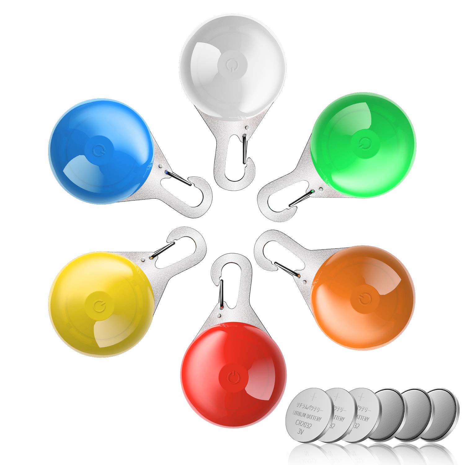 6 Pack LED Dog Collar Lights - Waterproof Clip-On Pet Safety Lights with 6 Extra Batteries | Nighttime Walking, Running & Outdoor Adventures for Dogs
