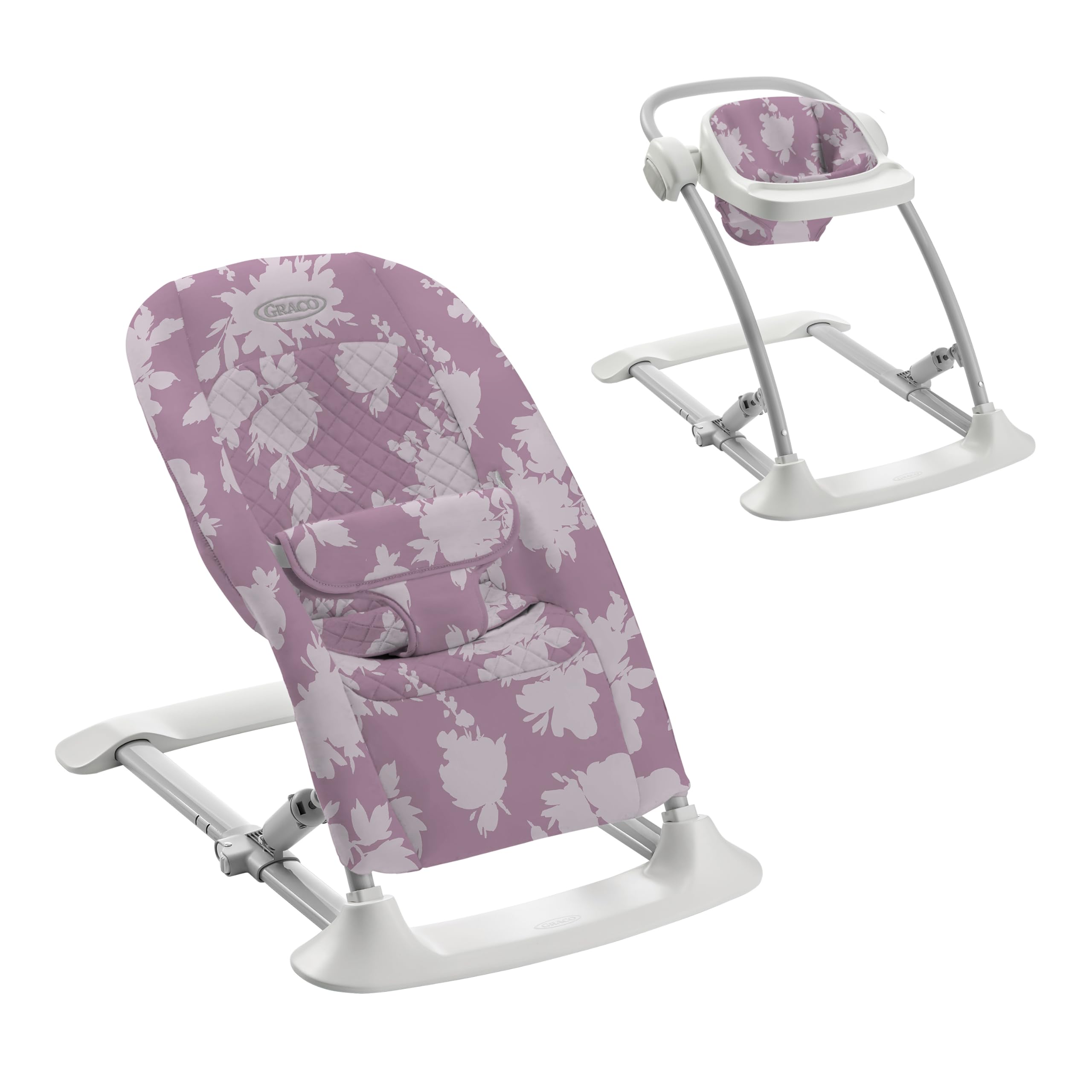 Graco Jumpstart 4-in-1 Adjustable Baby Bouncer & Jumper - Convertible Infant Swing, Floor Seat & Toddler Chair with Snack Tray (Lilac) - Perfect for Playtime, Feeding & Relaxation at Home or Daycare