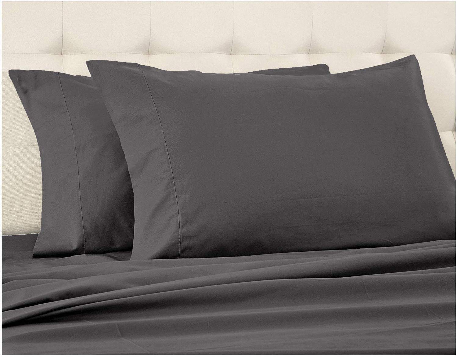 LuckySleep 100% Egyptian Cotton 6-Piece Queen Sheet Set - 700 Thread Count, 9 Inch Deep Pocket, Dark Grey Solid Color - Ultra Soft Bedding for Hotels, Guest Rooms & Luxury Home Use