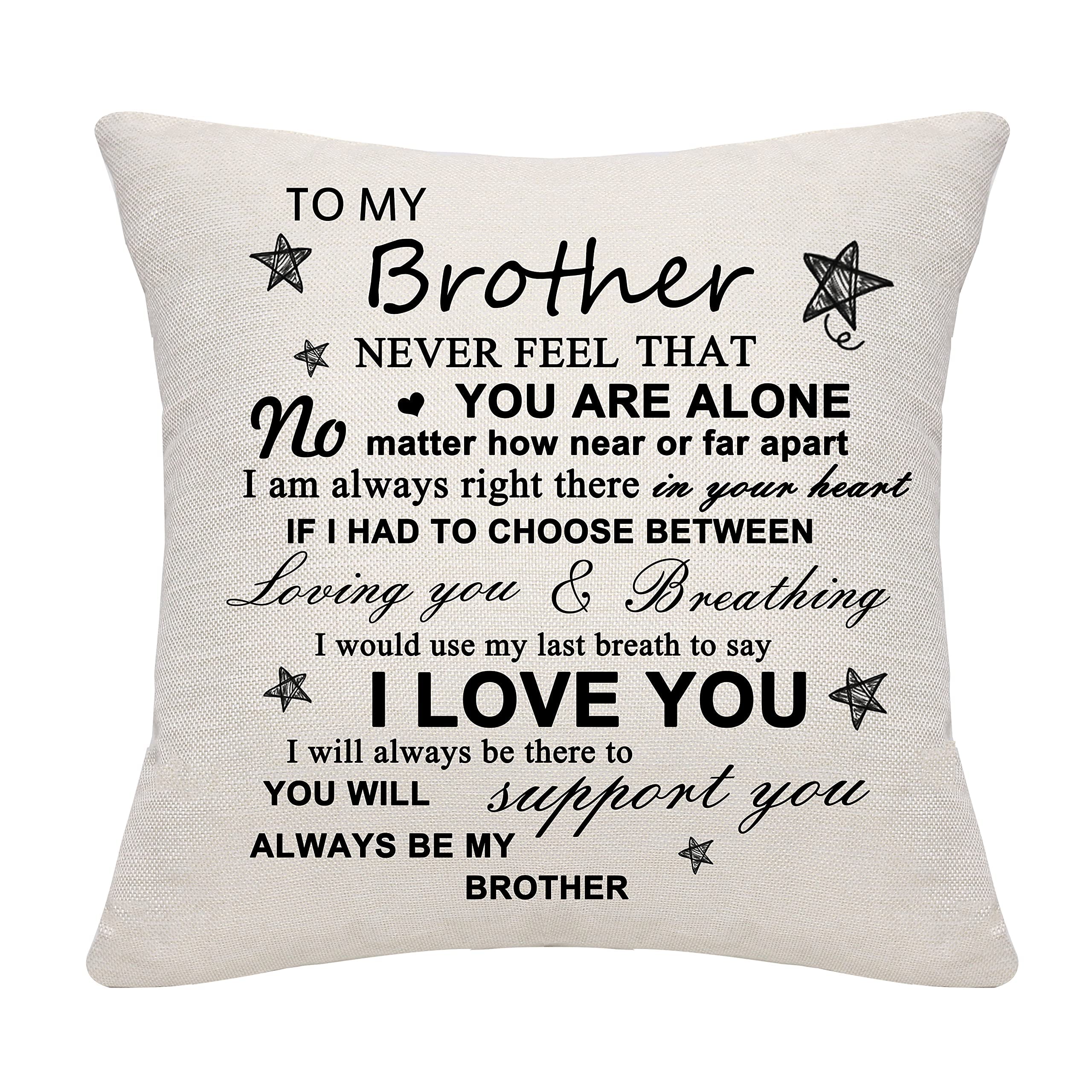 Brother Throw Pillow Cover - Funny Birthday Gift from Sister - Soft Decorative Cushion Case for Sofa, Bedroom & Dorm - Perfect for Siblings, Women & Men (Brother Design)