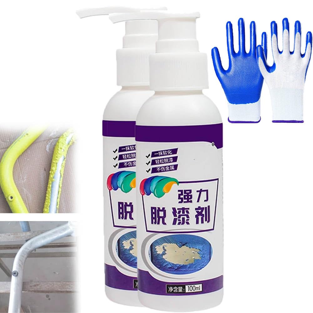 Powerful Paint Remover for Metal & Wood - Latex Paint Stripper Spray & Paste (2 Bottles) - Ideal for Home Renovation, Furniture Restoration & DIY Projects