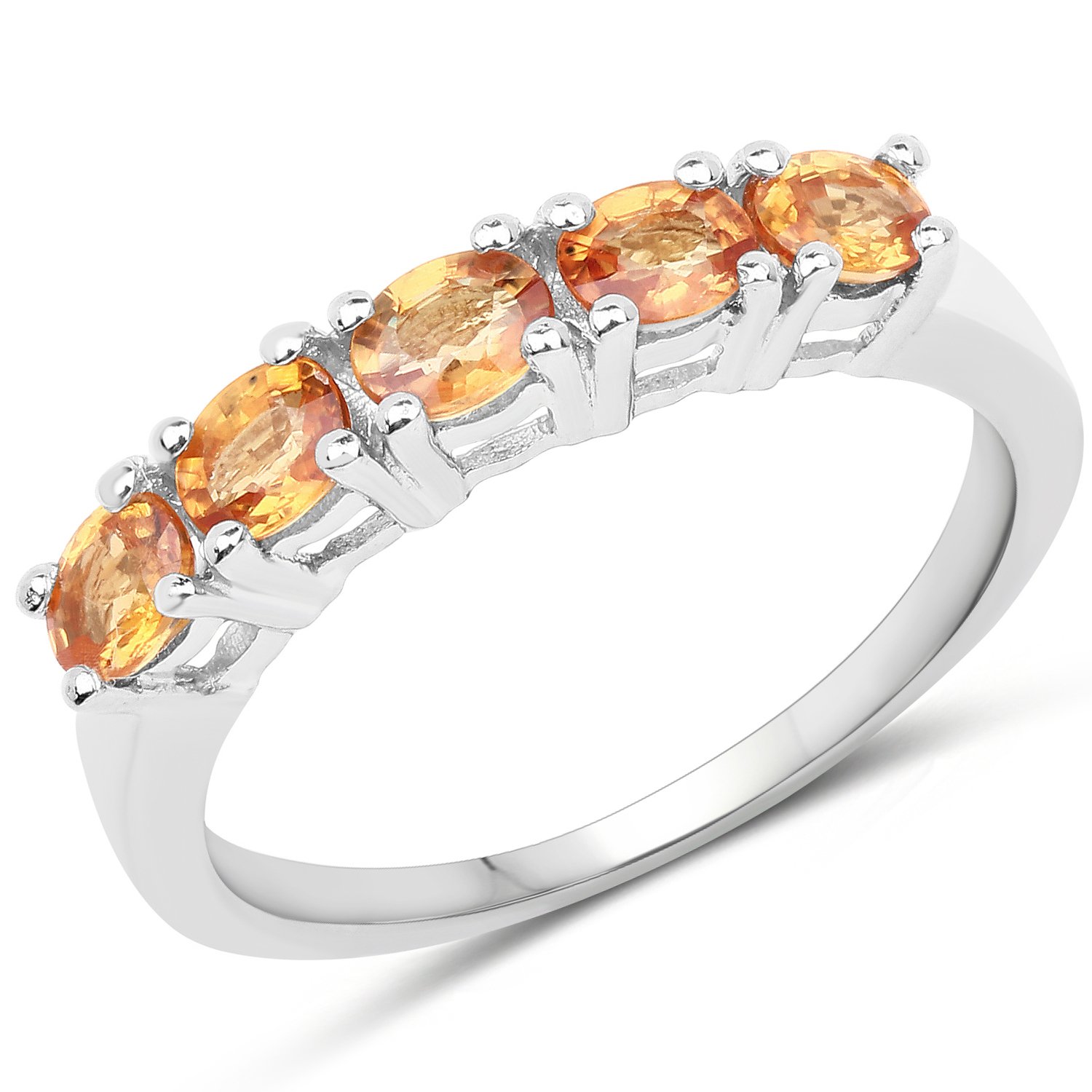 Genuine Oval Orange Sapphire Sterling Silver Ring - Size 7.00 | Bonyak Jewelry | Elegant Gift for Women, Anniversary, Birthday & Special Occasions
