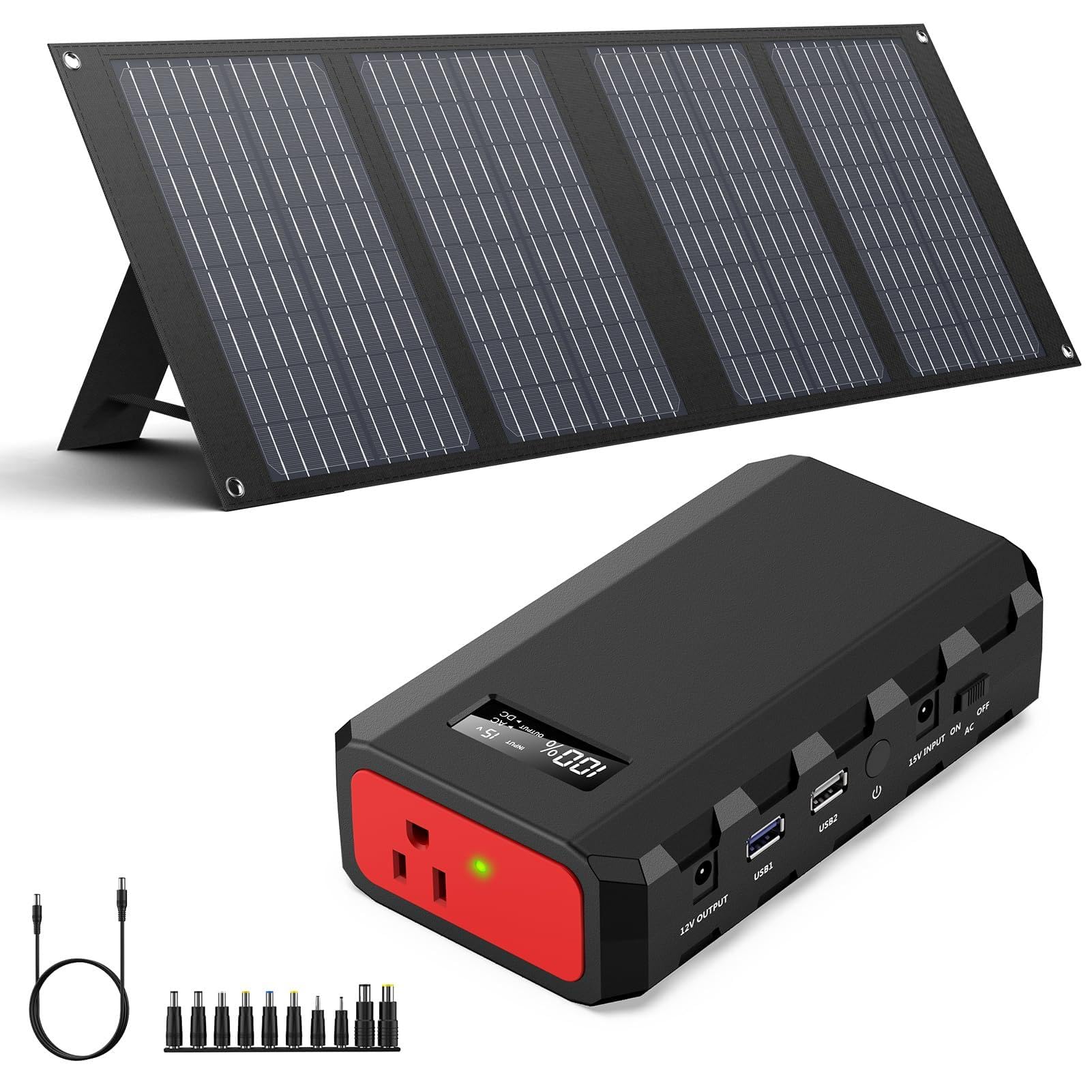SinKeu 88.8Wh 65W Portable Laptop Charger with 40W Solar Panel - High Capacity Power Bank for HP, Dell, MacBook, Notebooks | Perfect for Camping, Travel & Emergency Power Backup