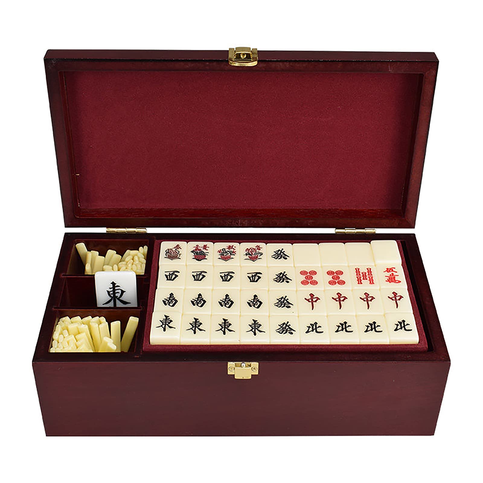 Premium Japanese Mahjong Set - Acrylic Tiles with Wooden Gift Box, Travel-Friendly Majiang Game for Adults - Perfect for Family Game Nights, Parties, and Traditional Entertainment