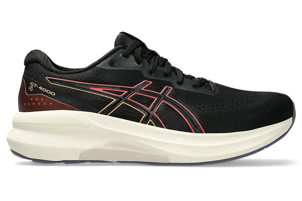 ASICS GT-4000 4 Women's Running Shoes (D Width) - Black/Coral Reef | Lightweight Cushioned Sneakers for Jogging, Gym & Daily Wear