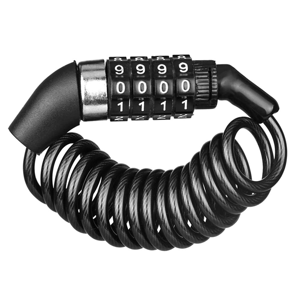 IOLMNG 4 Digit Password Bicycle Helmet Lock - Anti-Theft Portable Cable Lock for Scooter, Motorcycle, MTB & Road Bike (Black) | Perfect for Commuting, Campus Security & Outdoor Cycling