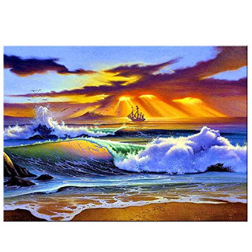 5D DIY Diamond Painting Kit - Ocean Boat Full Drill Crystal Rhinestone Art, Square Drill 80x160cm (H15011) - Home Wall Decor, Relaxing Craft for Adults, Perfect Gift for Birthday & Christmas