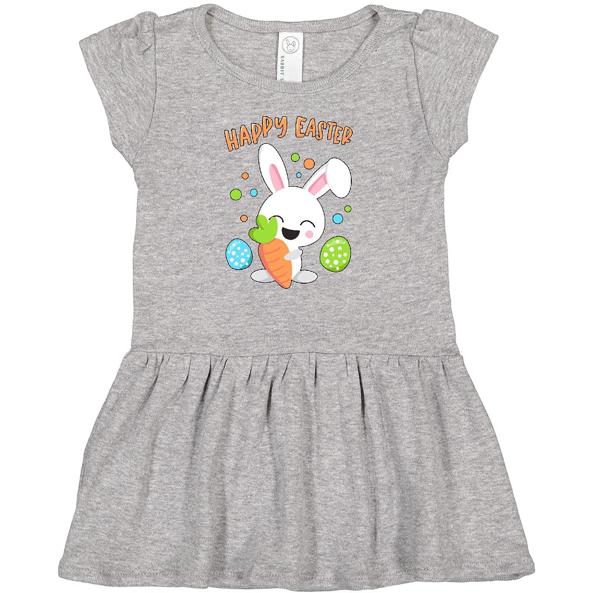Inktastic Happy Easter Bunny with Eggs and Carrot Baby Dress - Cute Easter Outfit for Infants, Spring Photoshoot & Holiday Celebration