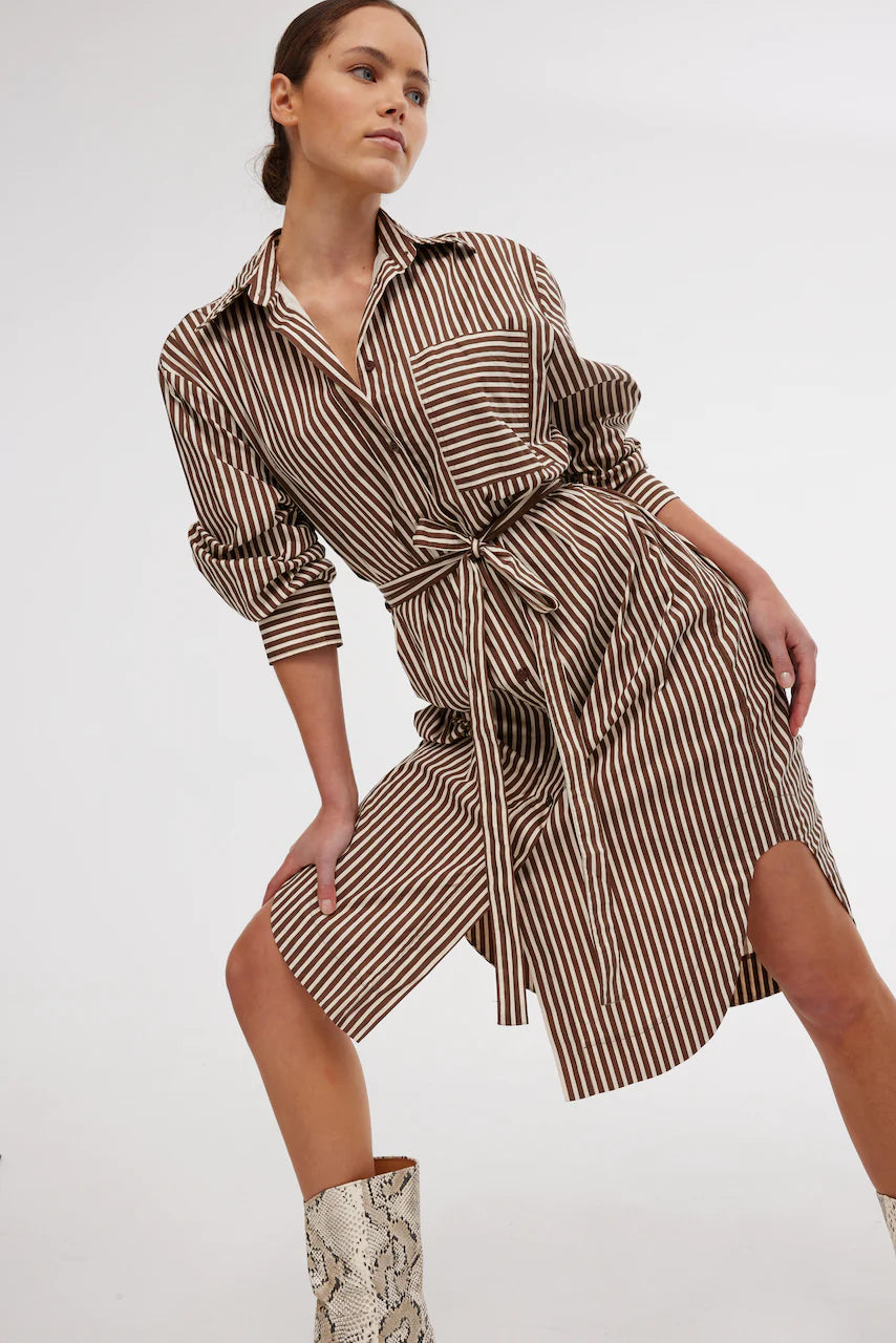 BILLY SHIRT DRESS for Women - Persian/Clay Color - Casual Long Sleeve Button Down Tunic Dress for Work, Office, and Everyday Wear