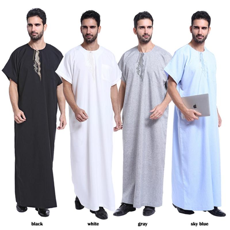 Modern Arab Islamic Men's Thobe Moroccan Robe - Traditional & Stylish Islamic Clothing for Prayer, Eid, and Special Occasions