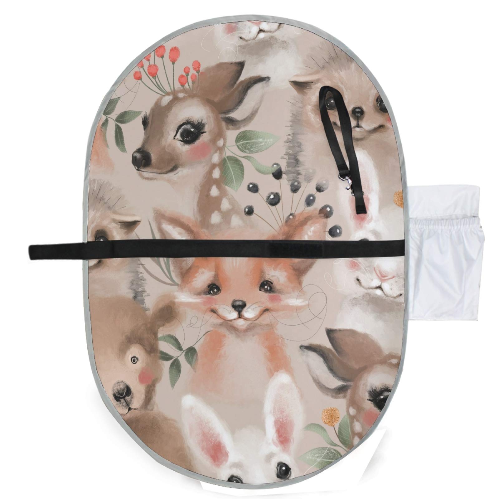 Portable Waterproof Baby Changing Pad with Woodland Animals Design - Travel-Friendly Diaper Changing Mat for On-the-Go Parents | Perfect for Nursery, Car, Stroller & Outdoor Use