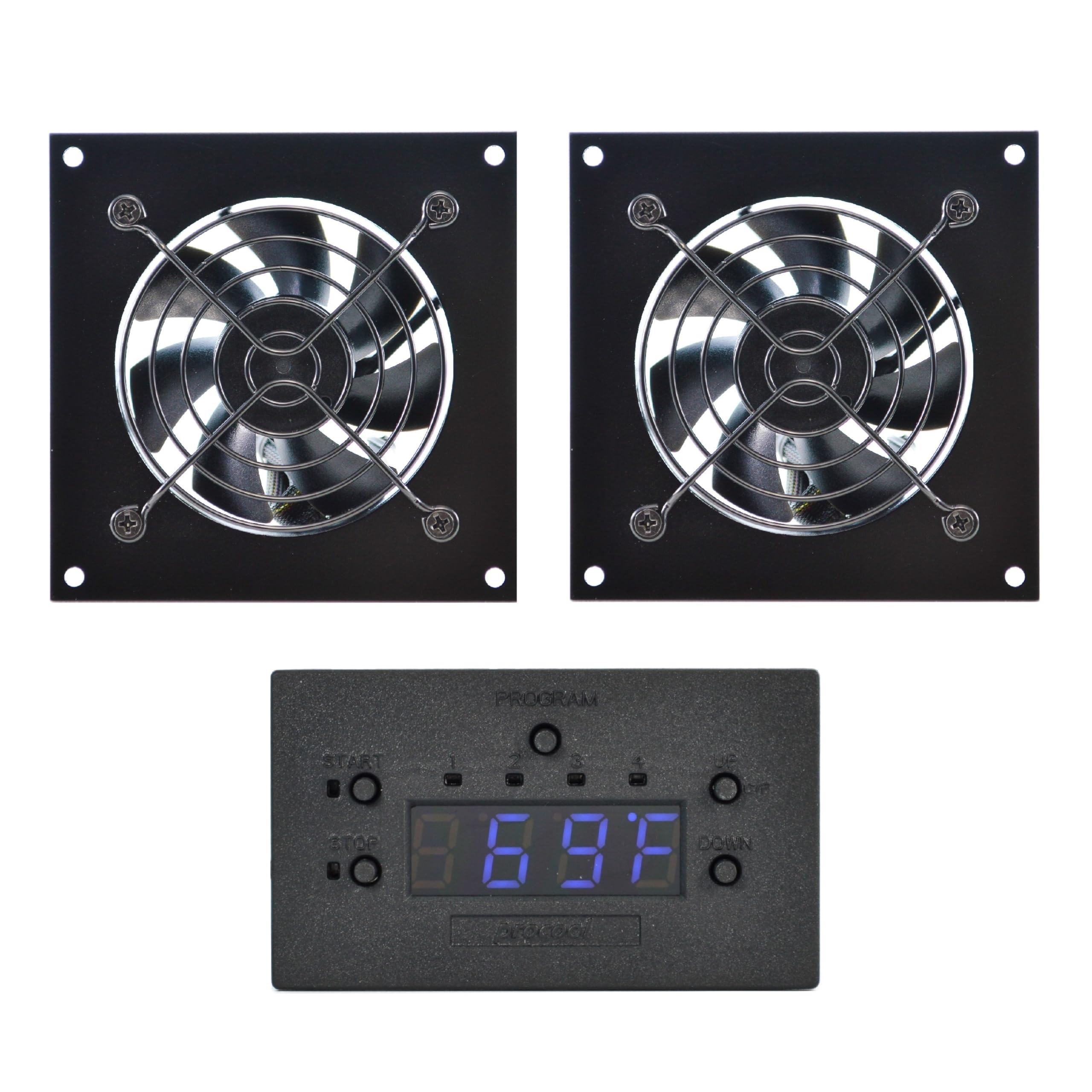 PROCOOL AVX-280T Silent AV Cabinet Cooling Fan System - Temperature Controlled Auto Speed Cooling Fans with Mounts | Perfect for Home Theater, Server Rack & AV Equipment Cooling