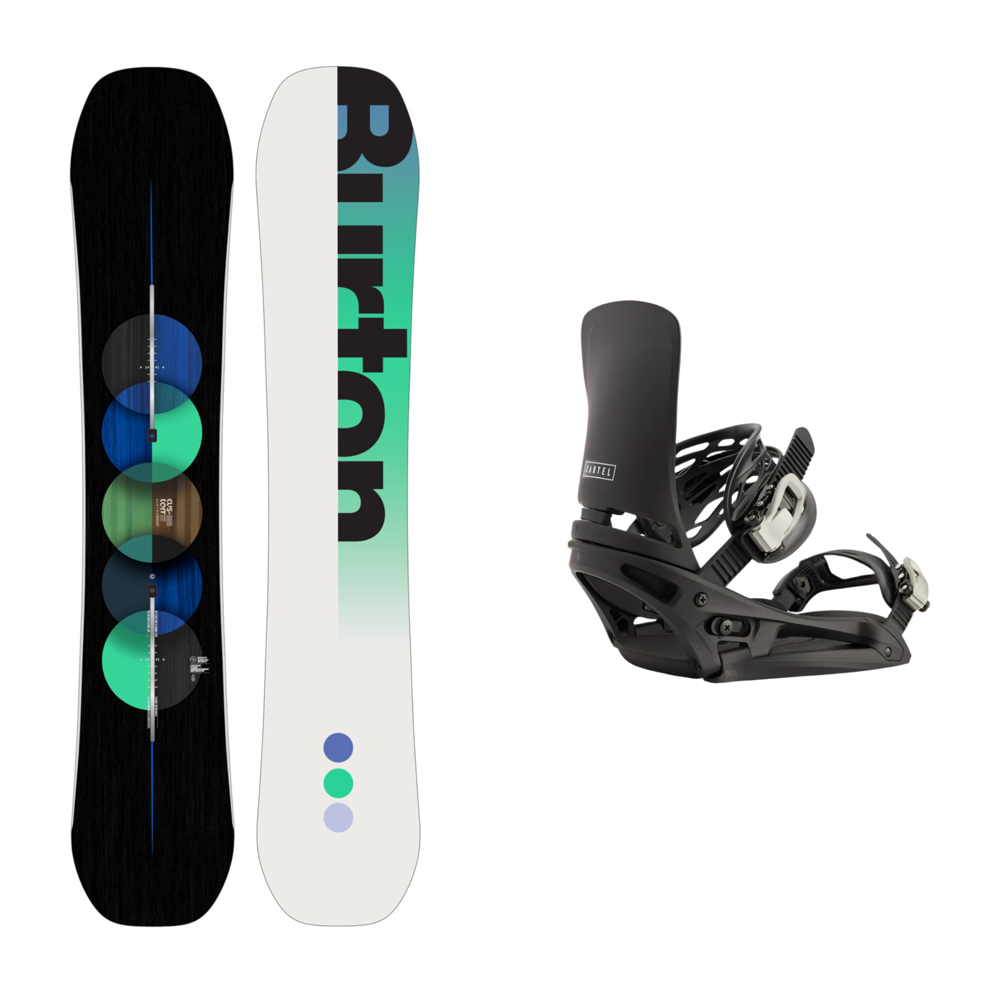Burton Custom Flying V Snowboard with Burton Cartel EST Bindings 2025 - Perfect for All-Mountain Riding, Freestyle & Powder Adventures