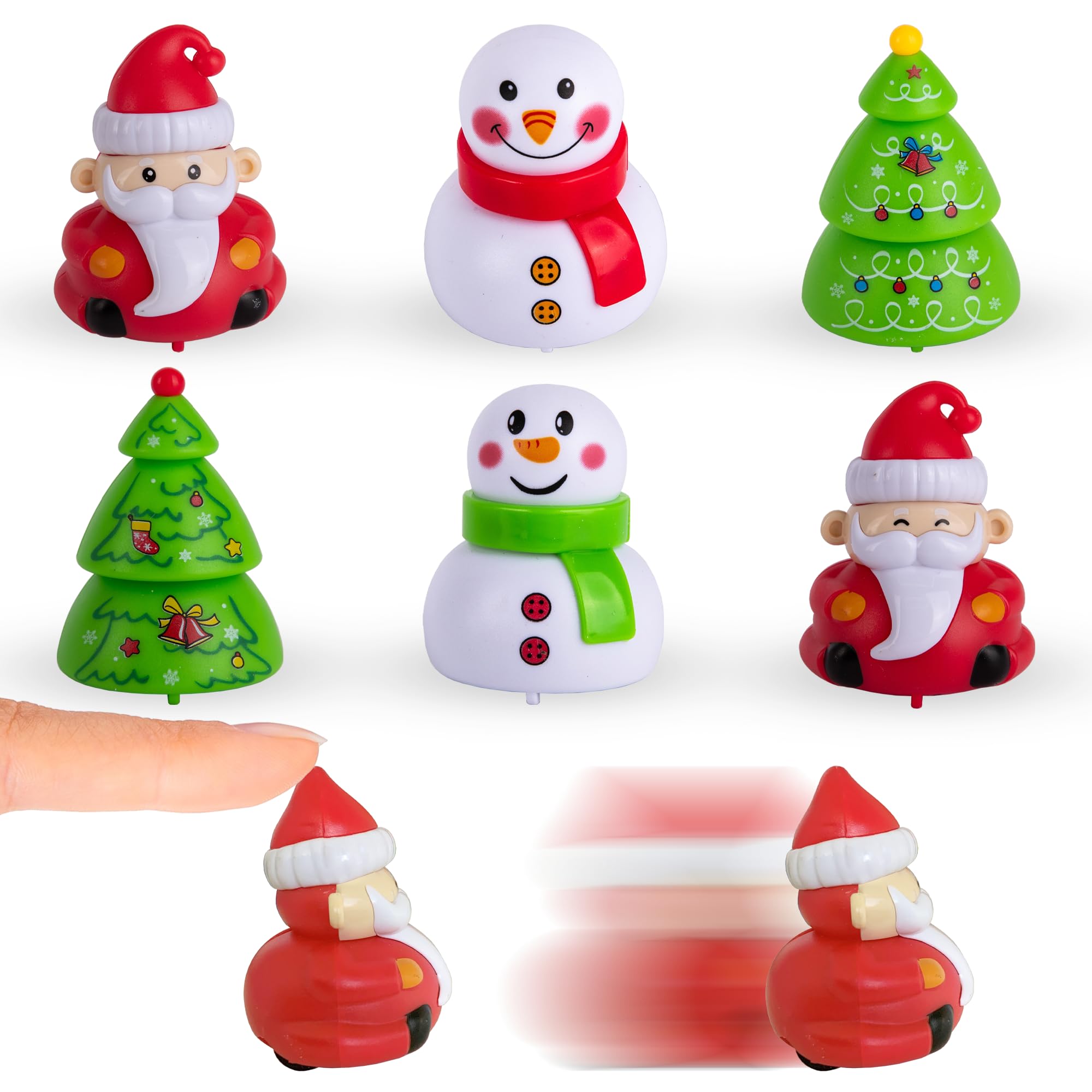 ArtCreativity Christmas Pull Back Cars - Set of 6 Holiday Themed Toy Vehicles for Kids - Fun Xmas Stocking Stuffers & Party Favors - Perfect for Toddler Playtime, Christmas Gift Exchanges & Classroom Rewards