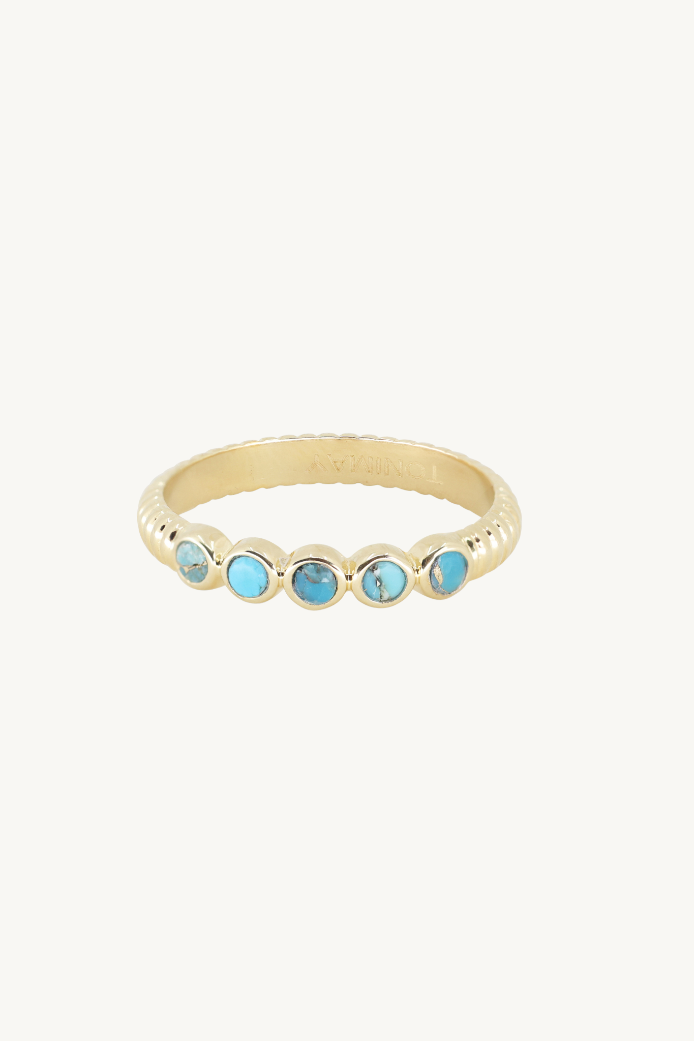 Binded Turquoise Gold Stacker Ring - Elegant Stackable Jewelry for Women | Perfect for Layering, Everyday Wear & Special Occasions
