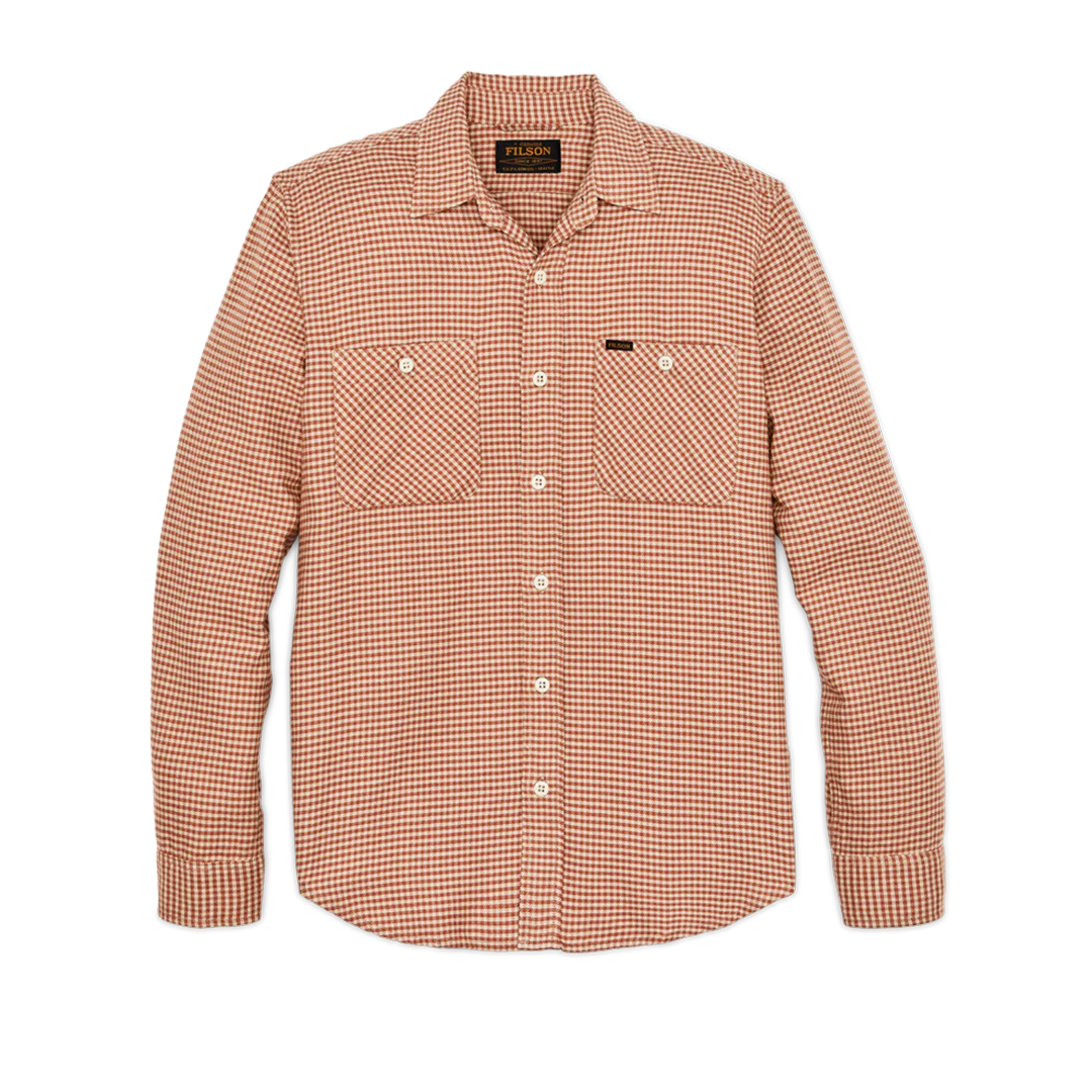 Filson Rangeland Flannel Shirt - Salmon & Oat Plaid for Men | Warm & Durable Outdoor Wear for Camping, Hiking & Casual Style