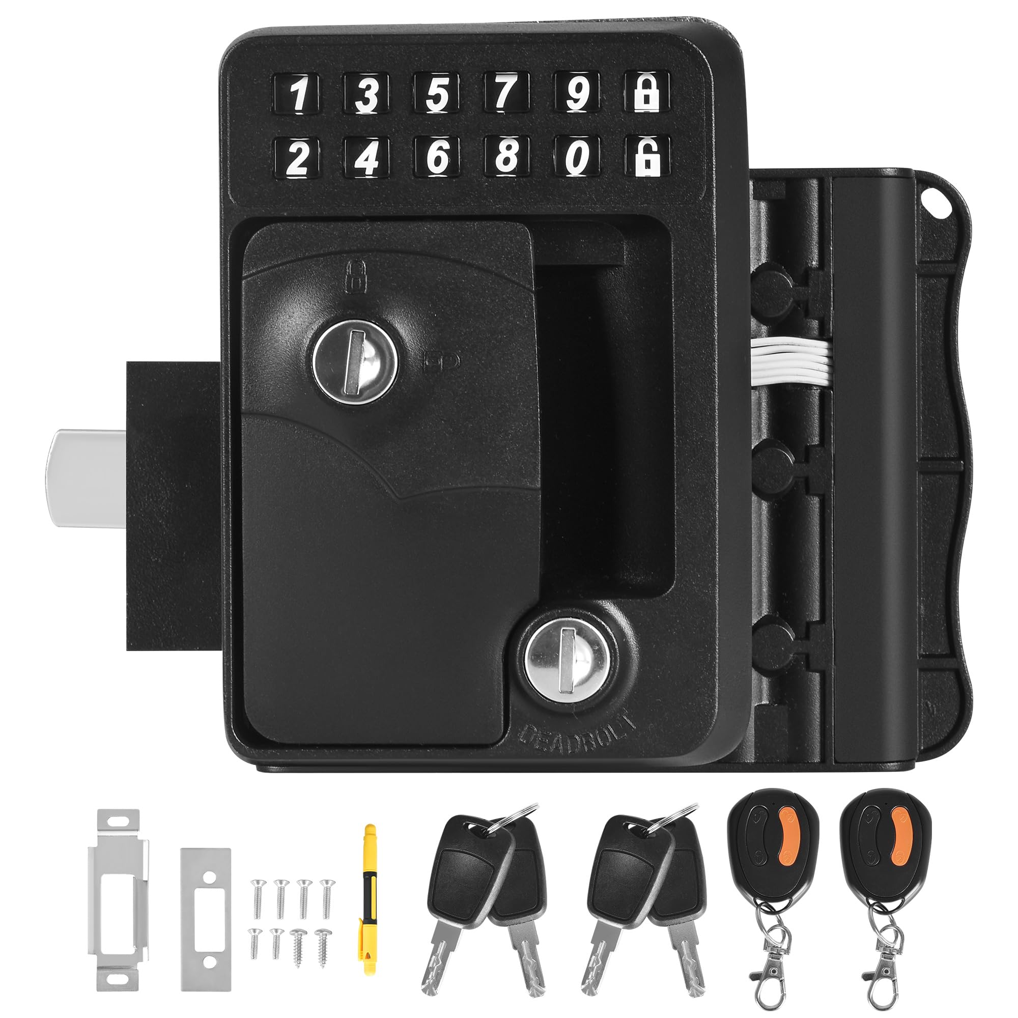 YITAHOME RV Keyless Entry Door Lock - Password & Remote Fob Access with 2 Fobs & 4 Keys - Replacement Lock for Travel Trailers & Campers - Fits 2.75