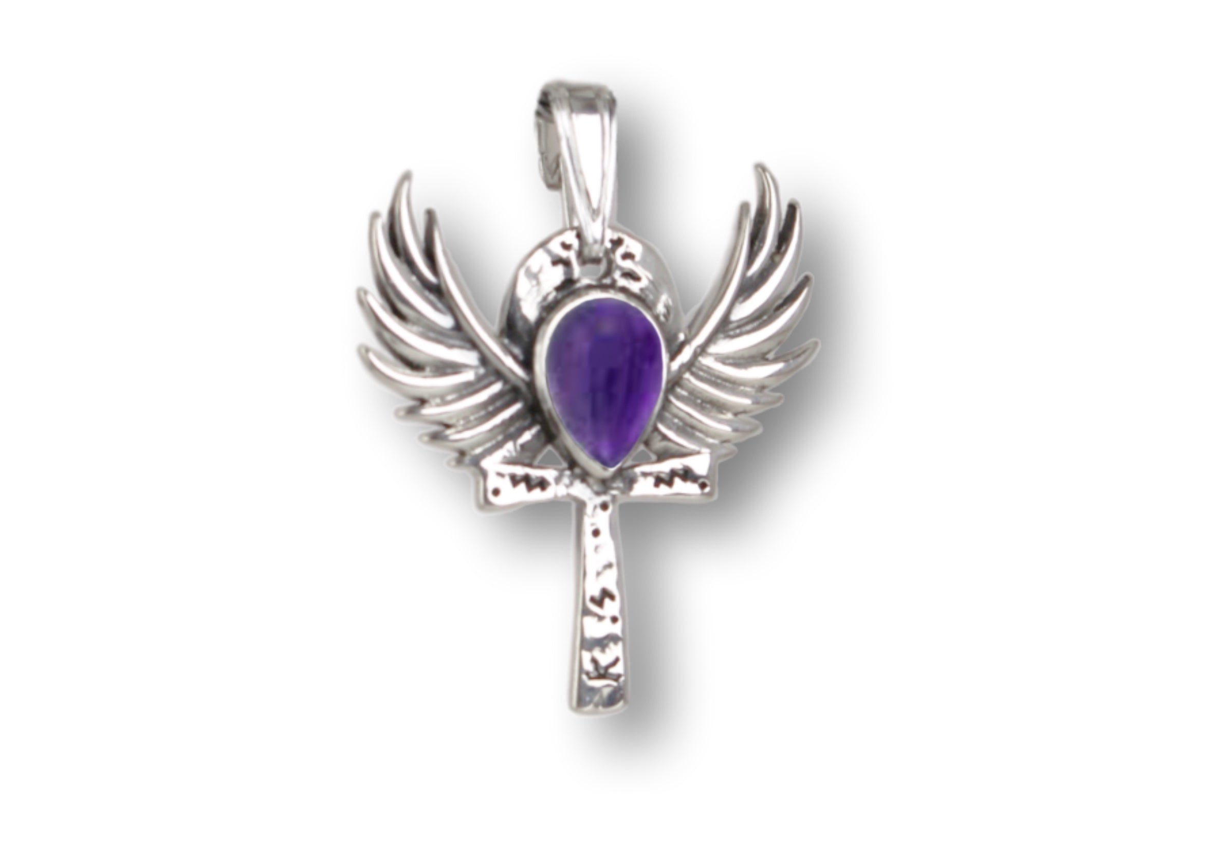 Amethyst Ankh Sterling Silver Pendant Necklace - Spiritual Protection Jewelry for Meditation & Healing | Perfect for Wiccan, Pagan & Egyptian Style Outfits