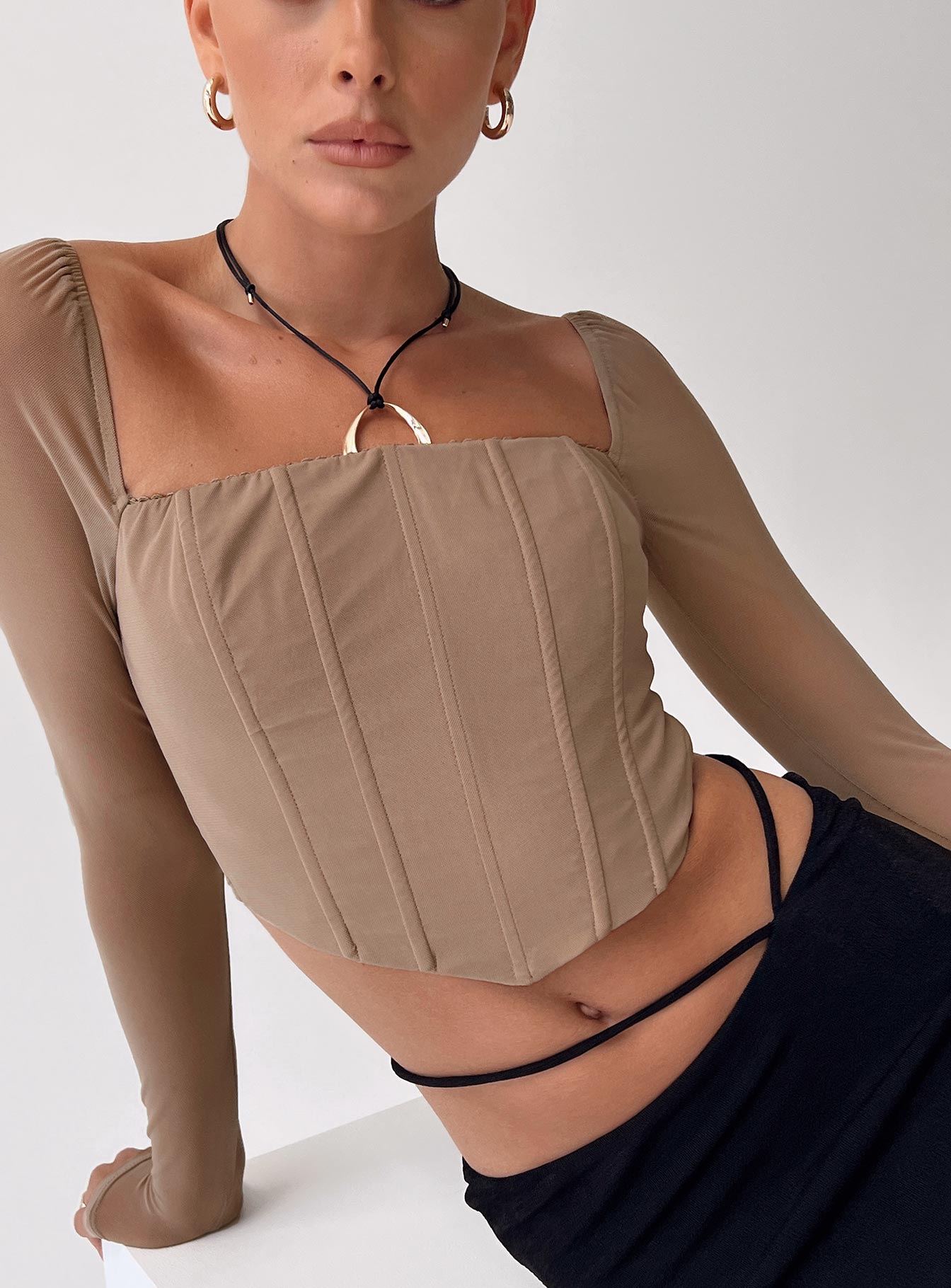 Beverly Women's Long Sleeve Tops Beige - Soft Casual Blouse for Work, Date Night & Fall Layering
