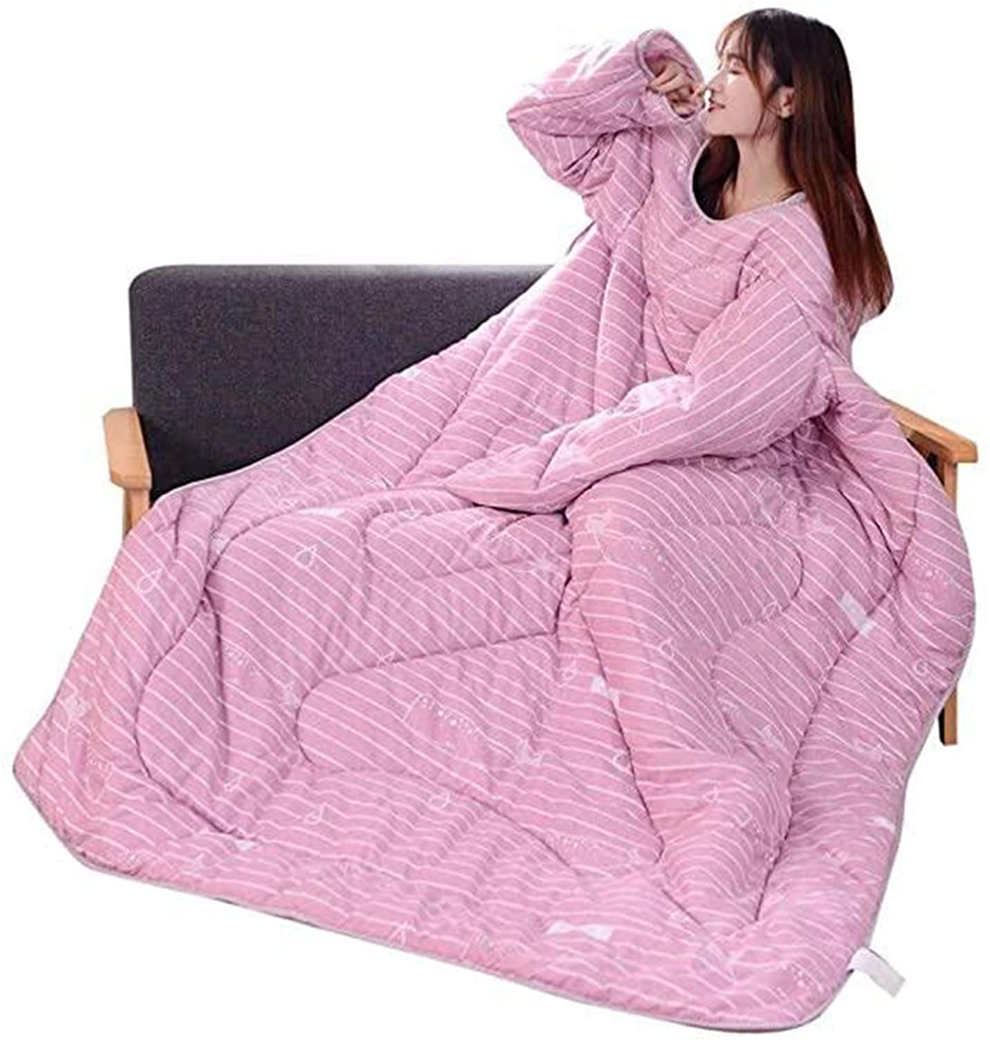 MOSHUO Wearable Blanket with Sleeves - Winter Warm Fleece Lazy Quilt for Women & Men, Soft Thick Washable Oversized 150x200cm Blanket - Perfect for Homework, Gaming, Watching TV & Relaxing (Pink)