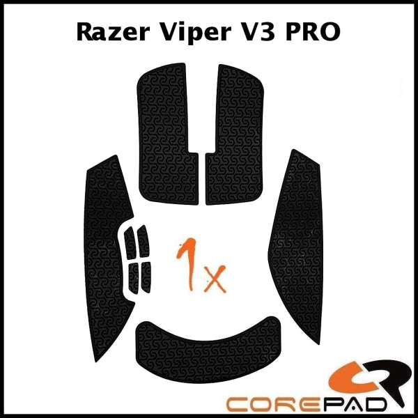 Corepad Soft Grips for Razer Viper V3 Pro - Non-Slip Mouse Grip Tape for Gaming, Esports & FPS - Enhanced Control & Comfort for PC Gamers (Flat Edge Design)