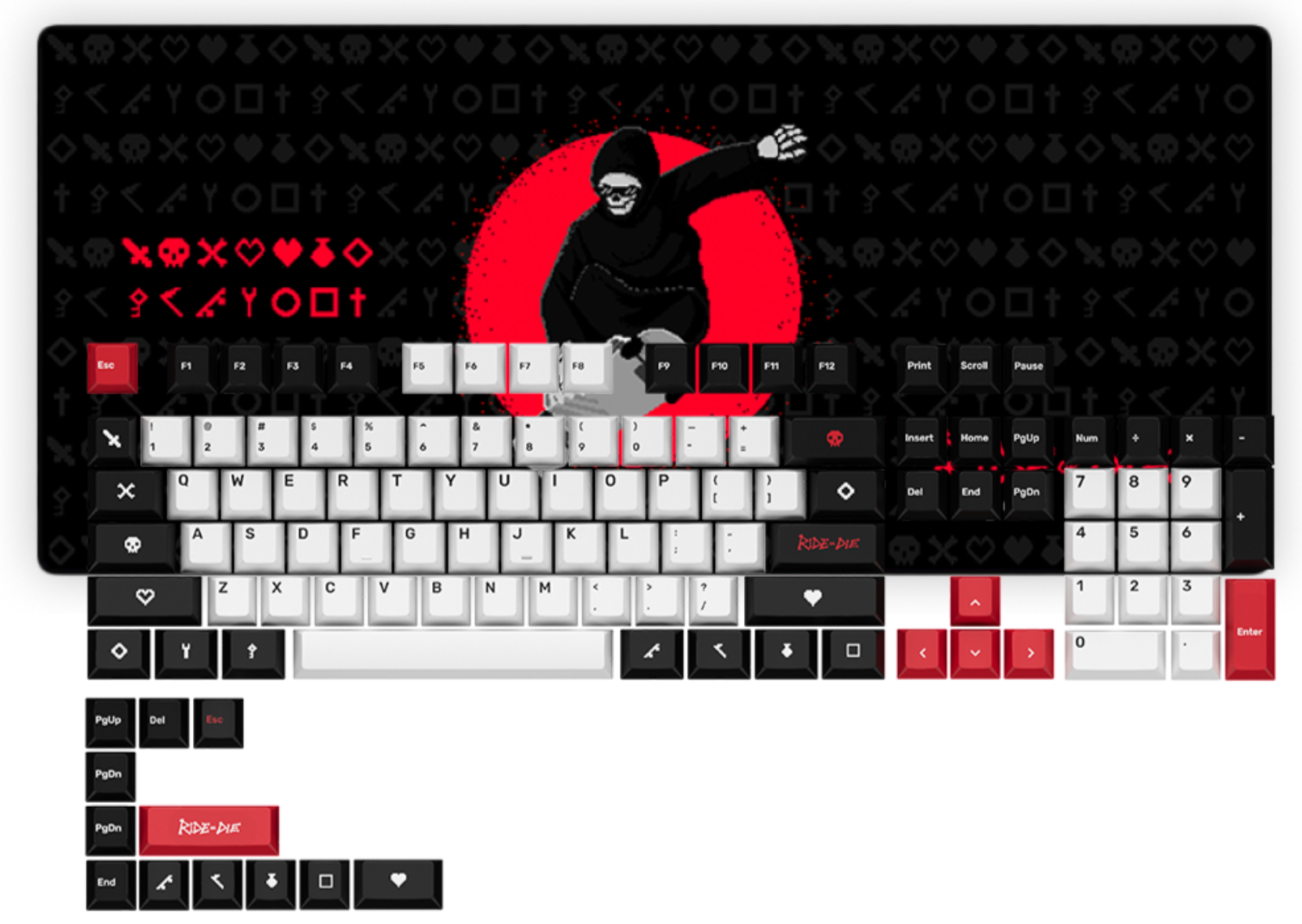 Ride or Die Keycap Combo - Custom Mechanical Keyboard Keycaps for Gamers & Typists - Perfect for Gaming Setups & Office Workstations