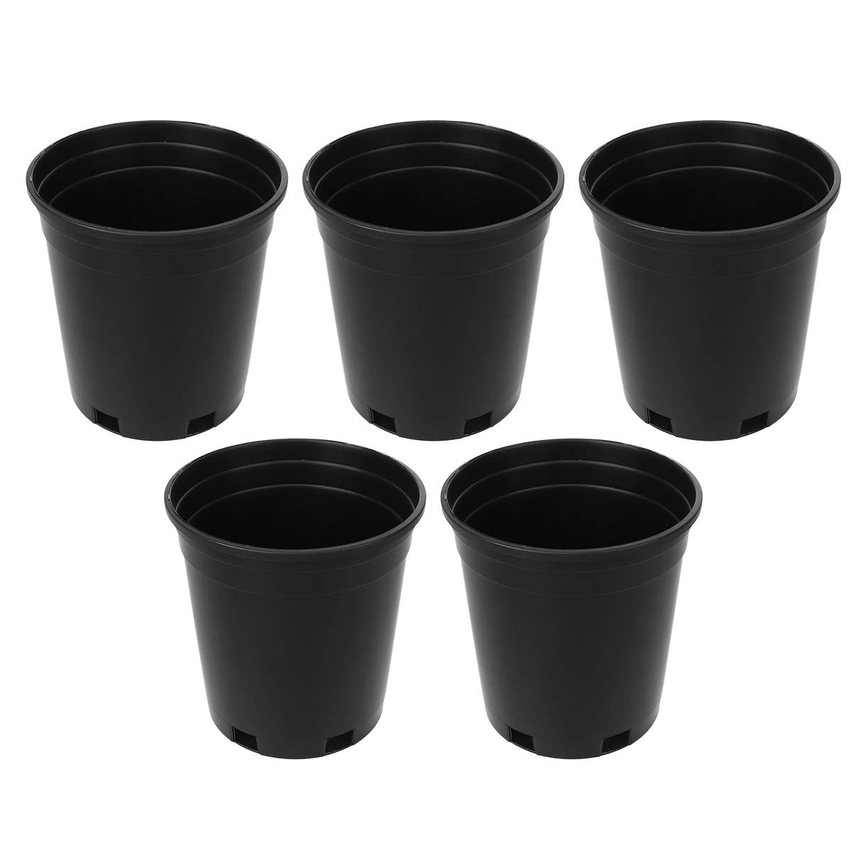 **Cabilock 5-Pack Thick Plastic Round Plant Pots - 1 Gallon Tree Growing Bucket, Balcony Garden Planters for Indoor & Outdoor Plants (Black) - Perfect for Herbs, Flowers, and Small Trees**