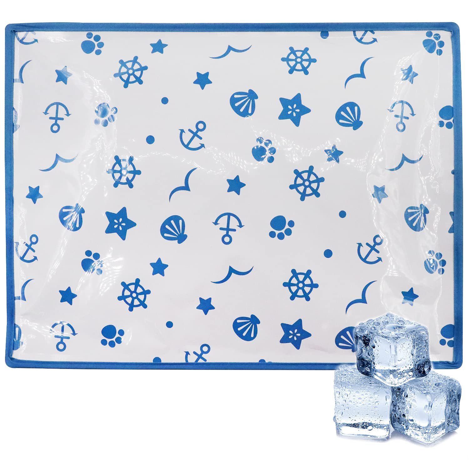 Gel Ice Cooling Mat for Pain Relief - Hot & Cold Therapy Pack for Back, Shoulder, Knee & Belly - Reusable Mesh Fabric Injury Recovery Pad (Blue, 18