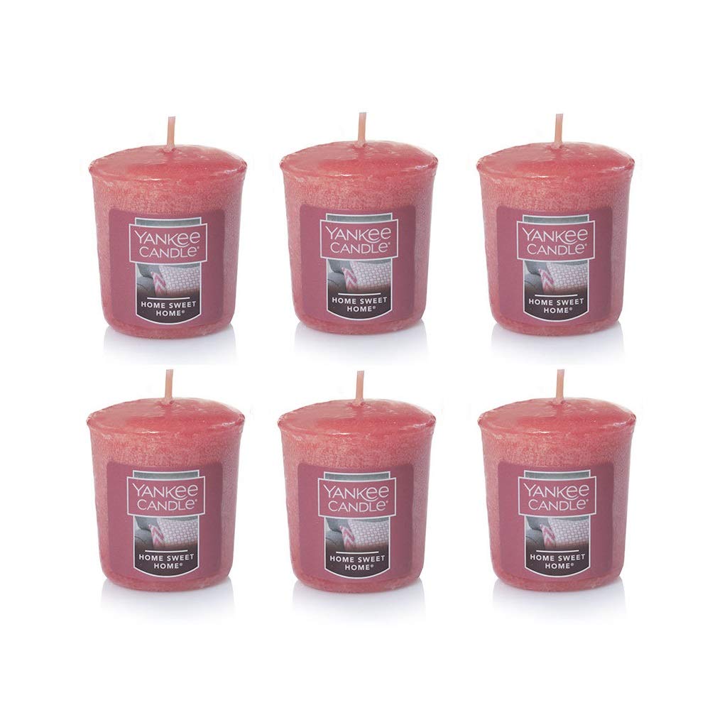 Yankee Candle Set of 6 Home Sweet Home Scented Votive Candles - Perfect for Cozy Home Decor, Romantic Ambiance & Holiday Gifts