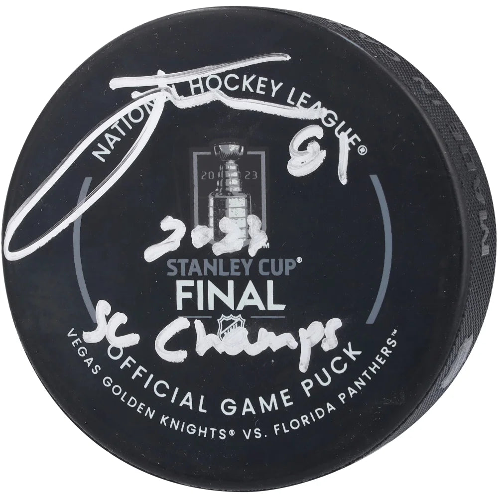 Jonathan Marchessault Autographed Stanley Cup Vegas Golden Knights Official Puck with Inscription & Display Case - Perfect for Hockey Fans, Collectors & Memorabilia Enthusiasts