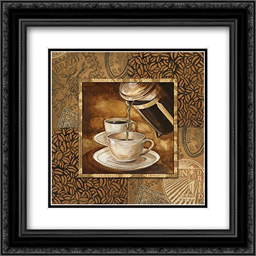 Gorham Gregory 15x15 Black Ornate Framed Double Matted Museum Art Print - Coffee III Painting for Living Room, Bedroom & Office Decor