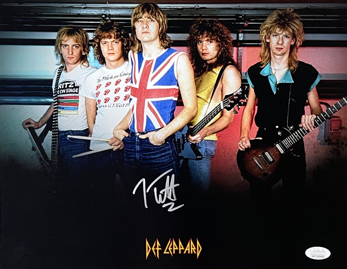 Joe Elliott Autographed 11x14 Def Leppard Band Photo with JSA COA - Perfect for Music Memorabilia Collectors & Rock Fans Display