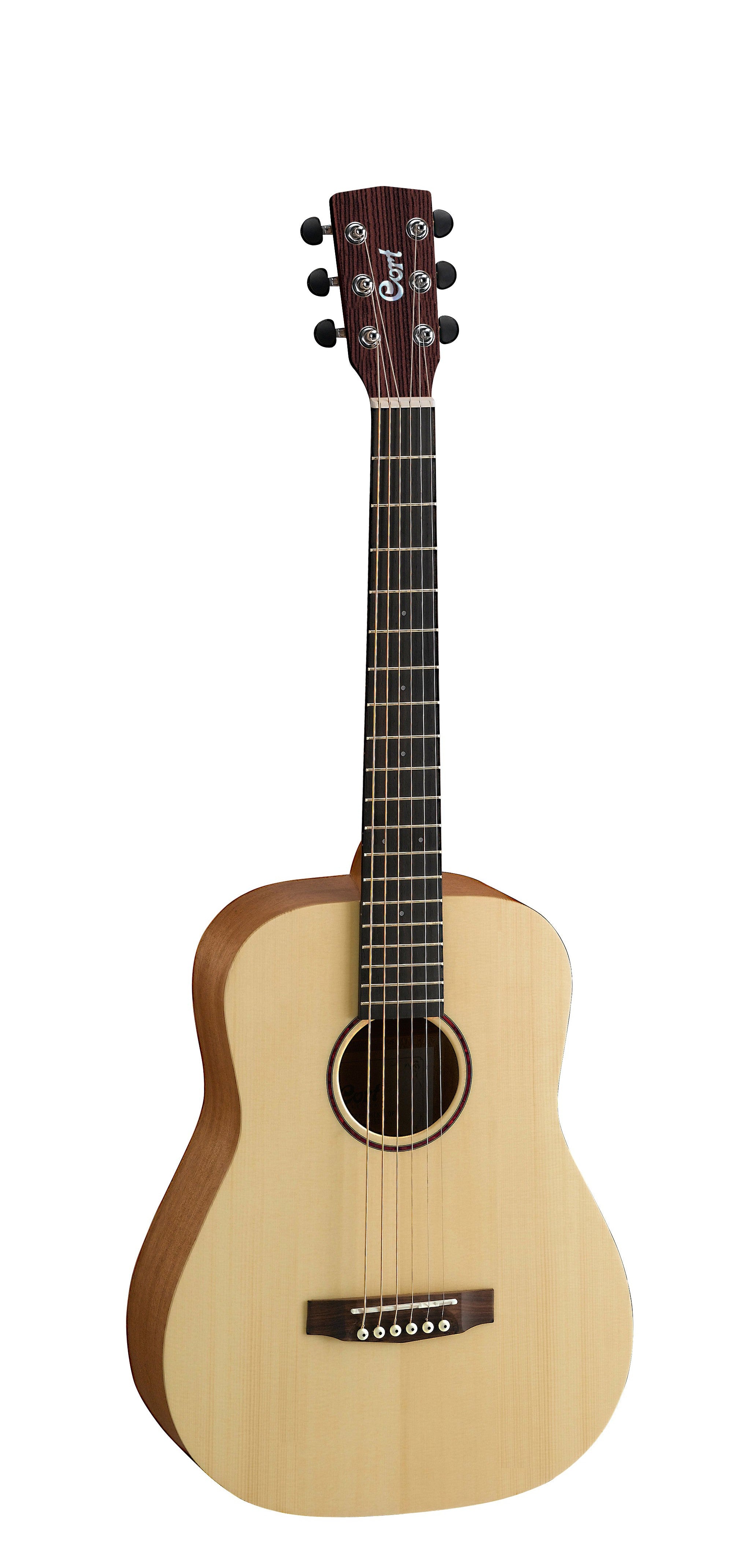 Cort Earth MINI OP Dreadnought Acoustic Guitar - Open Pore Natural Finish with Gig Bag | Perfect for Travel, Camping & Beginner Guitarists