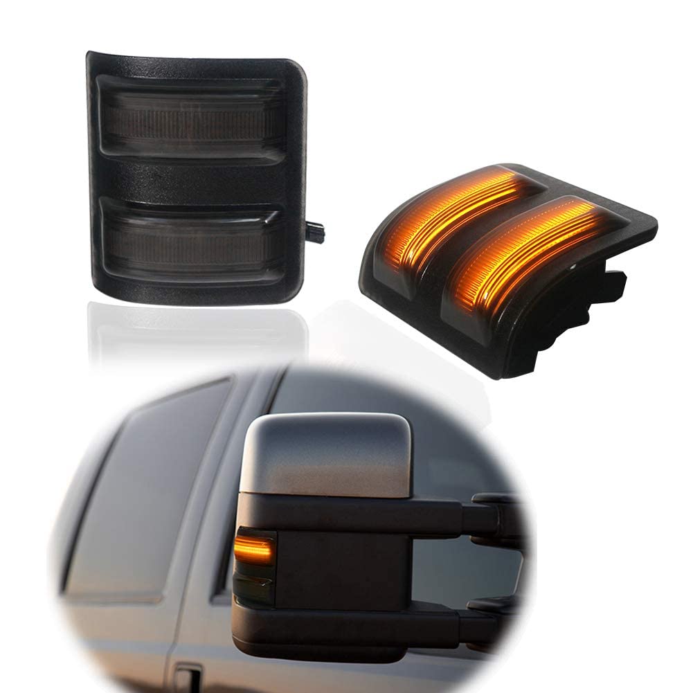 2008-2016 Ford F250 F350 F450 Super Duty Smoked Amber LED Side Marker Lights - Replacement Mirror Turn Signal Lamps for Enhanced Visibility & Safety (Pair) - Perfect for Night Driving, Off-Roading & Truck Customization