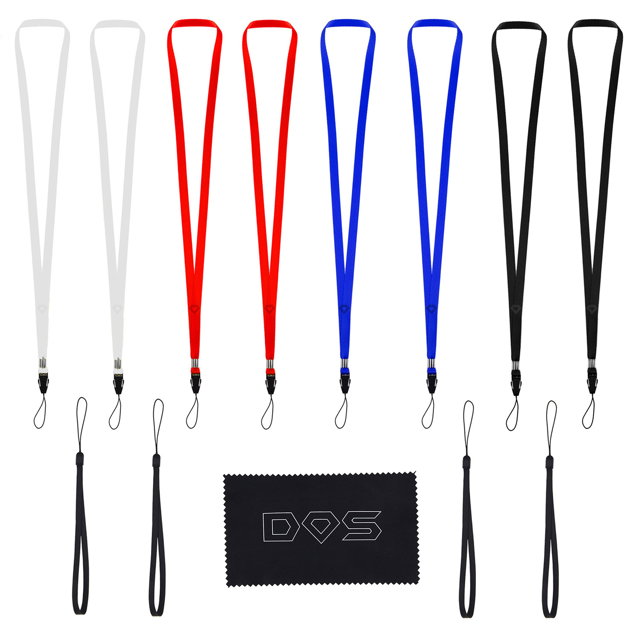 8 Neck Lanyards & 4 Wrist Straps - ID Holder for Work, Events, Travel