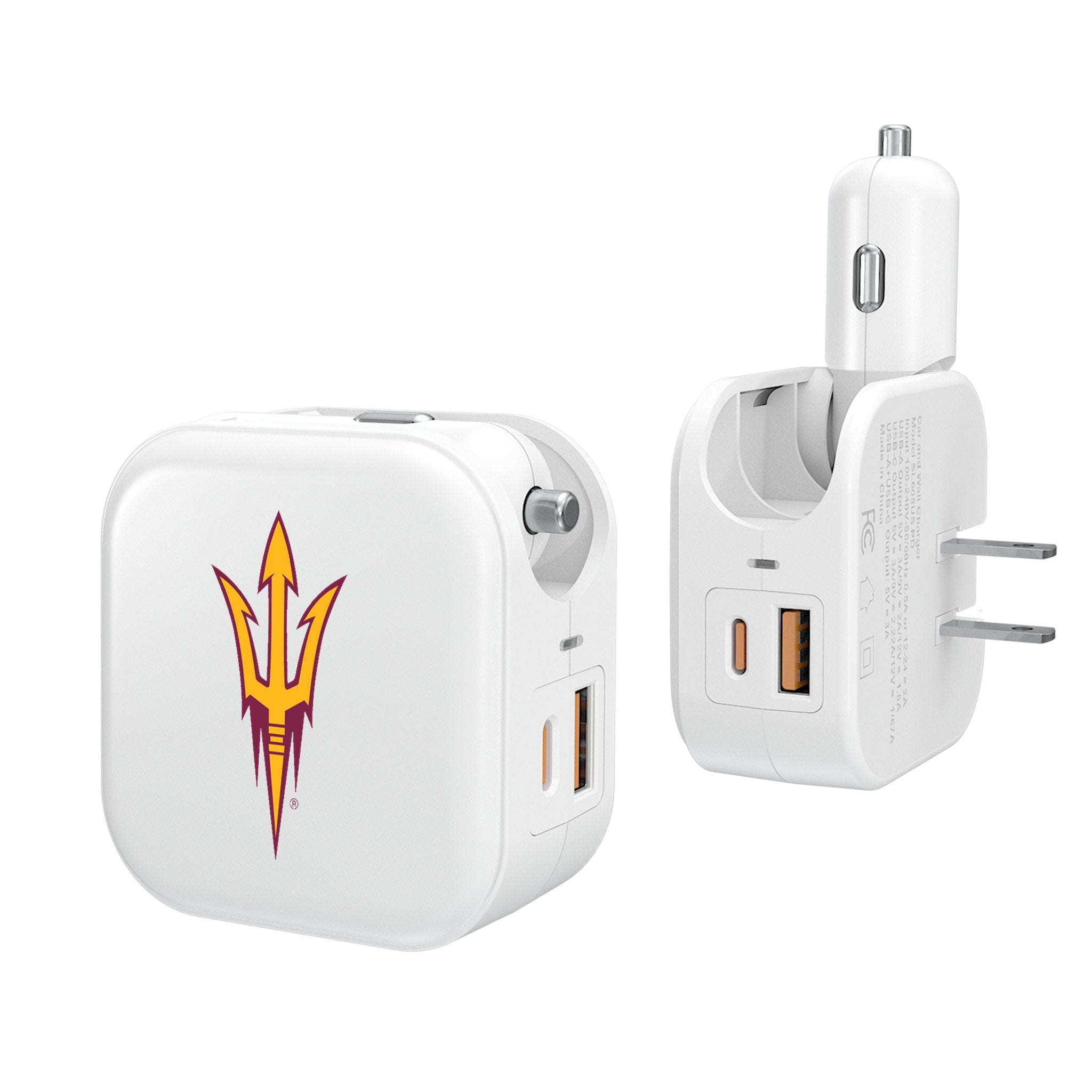 Arizona State University Sun Devils Insignia 2-in-1 USB Charger - Fast Charging Cable for iPhone & Android - Perfect for Dorm, Office & Travel Accessories