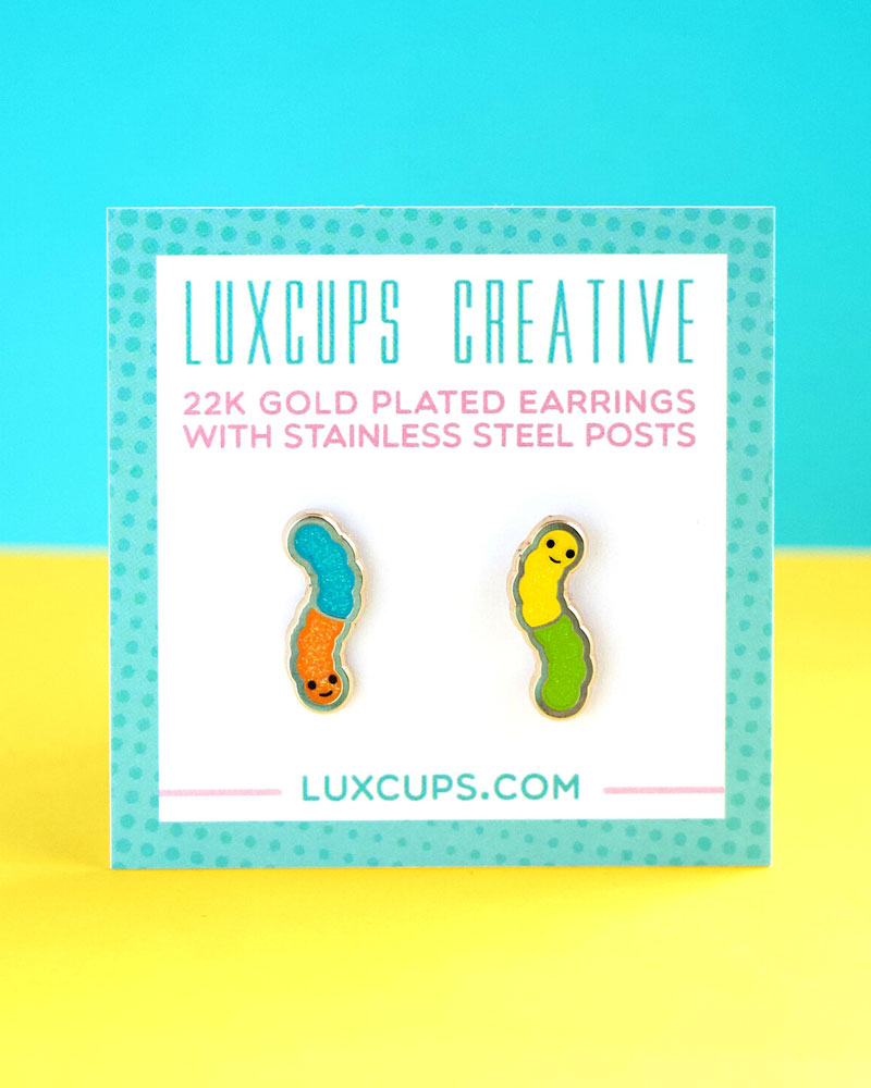 Fun & Playful Gummy Worm Candy Earrings for Women - Sweet & Colorful Fashion Jewelry - Perfect for Halloween, Cosplay & Candy-Themed Parties
