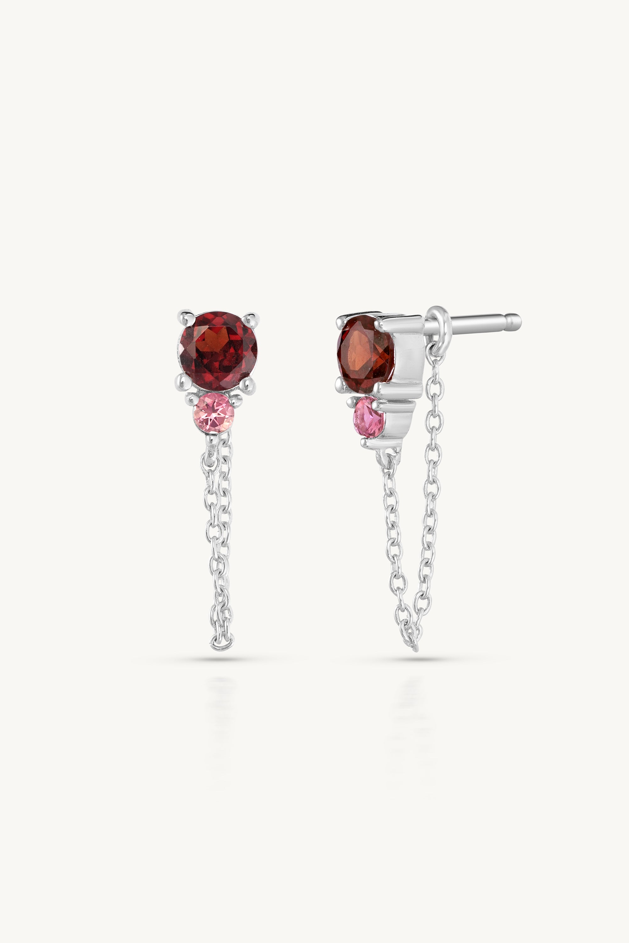 January Birthstone Silver Stud Earrings with Ombre Garnet - Perfect for Birthday Gifts, Anniversary & Everyday Elegance