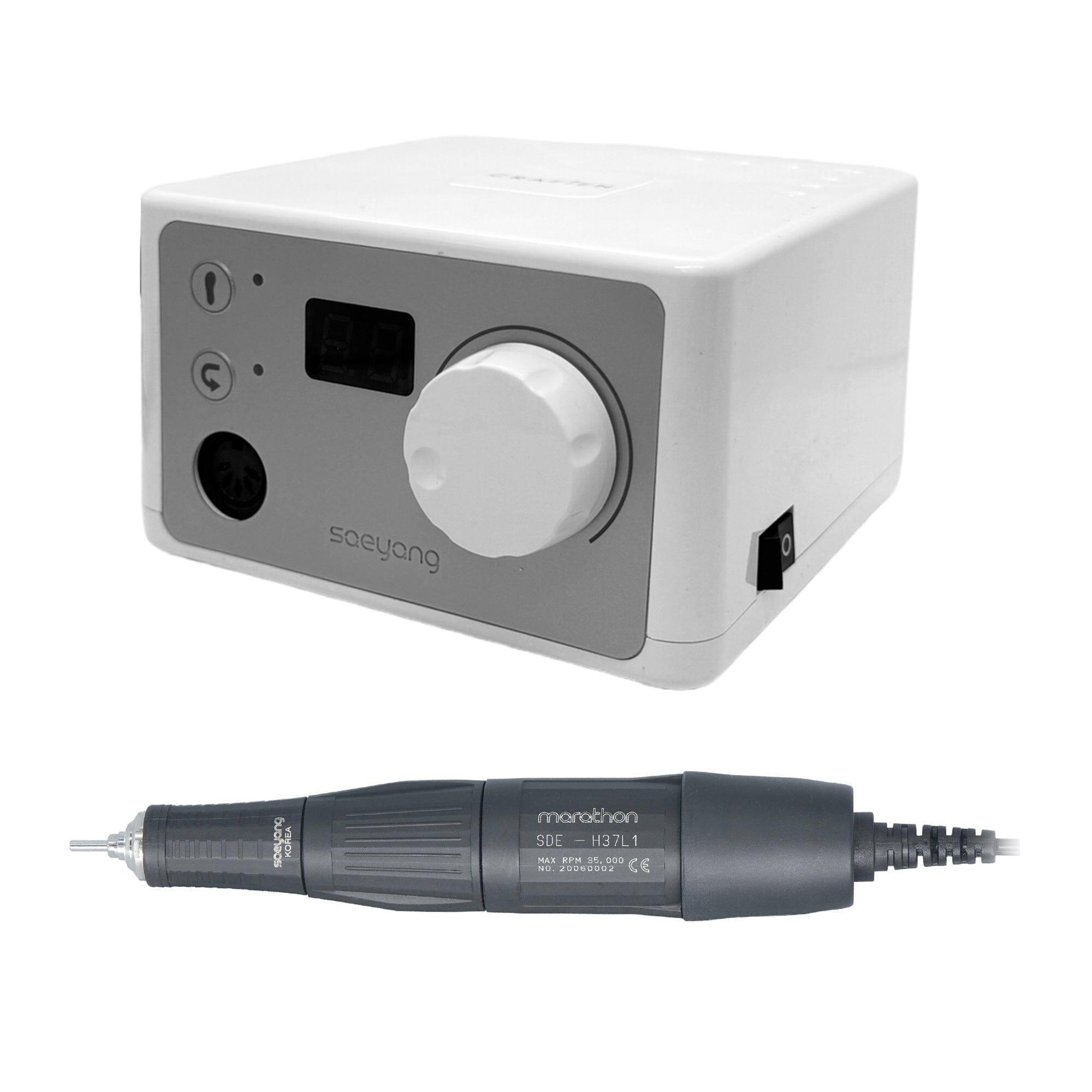 Original Saeyang Marathon K35 + H37L1 Professional Nail Drill Machine - 35,000 RPM High Speed E-File for Nail Art & Salon Use - Perfect for Acrylics, Gel Extensions & Manicures