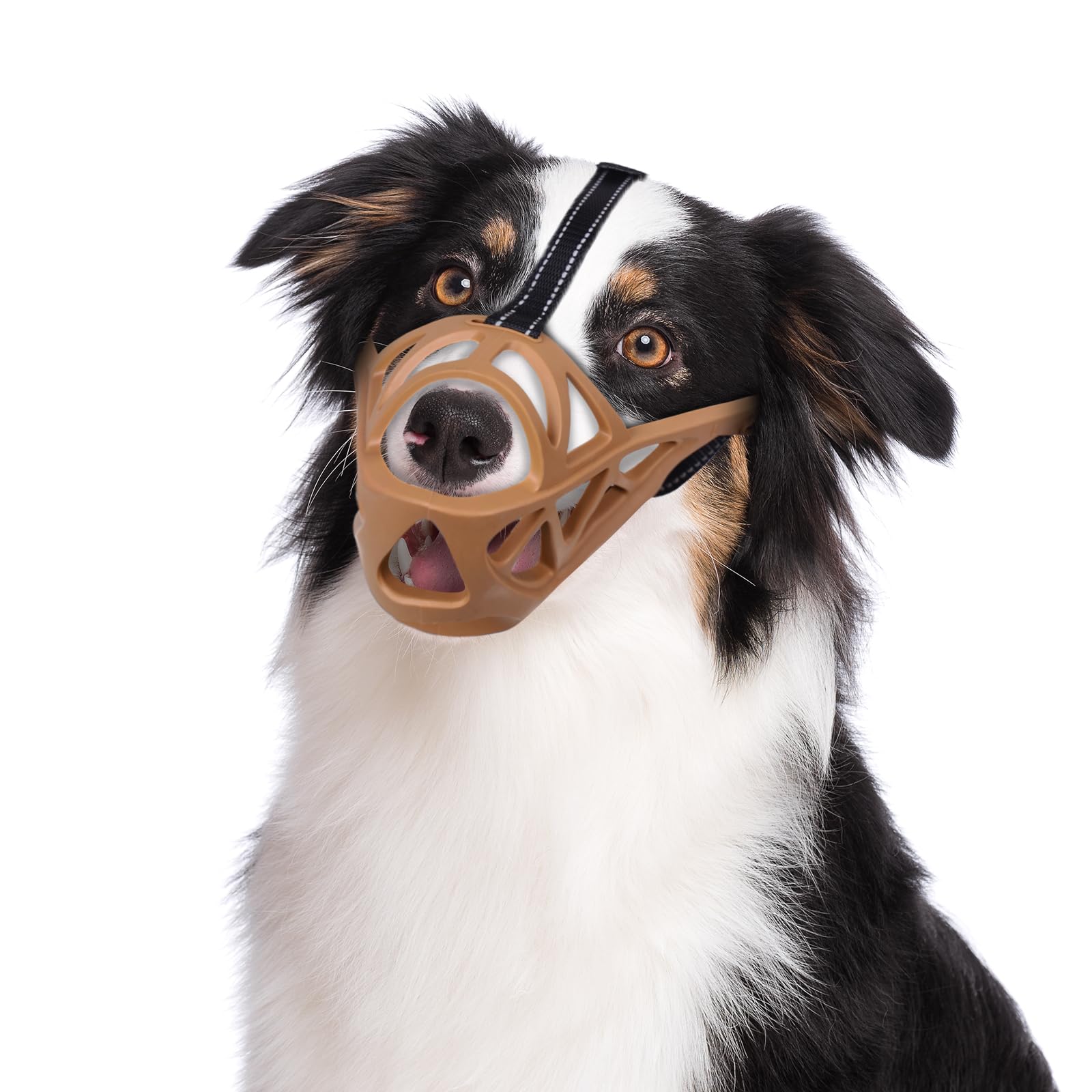 **Soft Silicone Basket Dog Muzzle - Breathable, Lightweight & Durable for Small, Medium & Large Dogs - Anti-Biting & Chewing - Allows Drinking - Perfect for Training, Grooming & Vet Visits (Light Brown, Size L-2)**