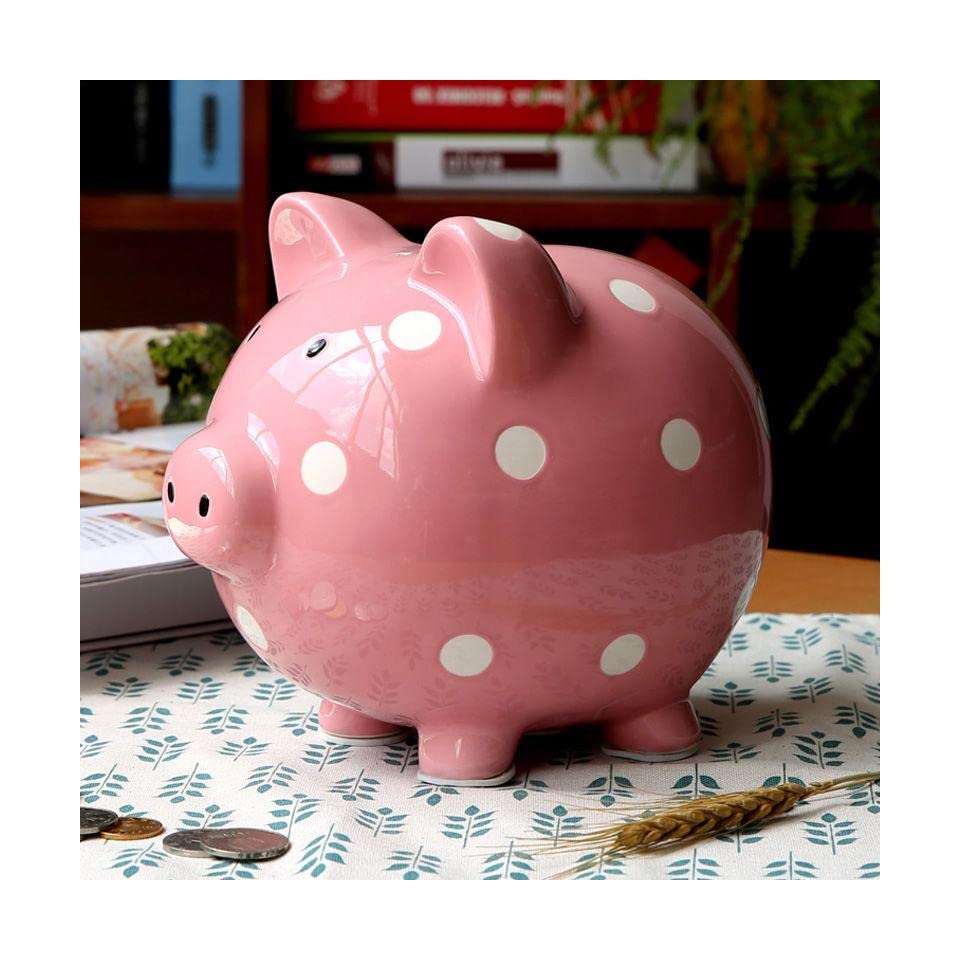 Large Ceramic Piggy Bank for Kids & Adults - Cute Cartoon Pig Money Bank for Savings - Perfect for Birthday Gifts, Home Decor, and Financial Education