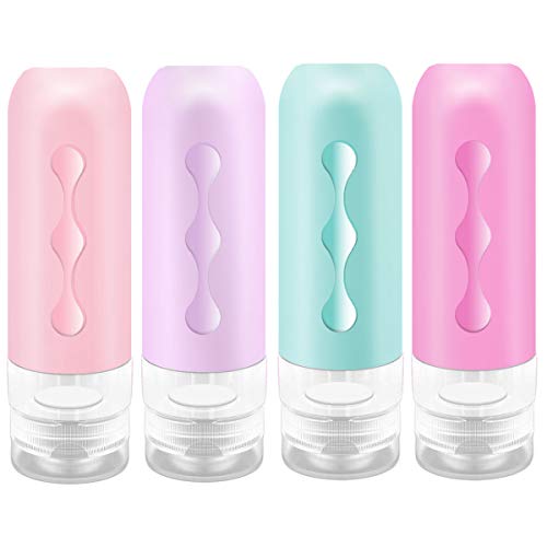 3oz Leak-Proof Silicone Travel Bottles Set - TSA Approved Refillable Toiletry Containers for Shampoo, Lotion & Soap | Squeezable Travel Accessories for Vacation, Gym & Camping