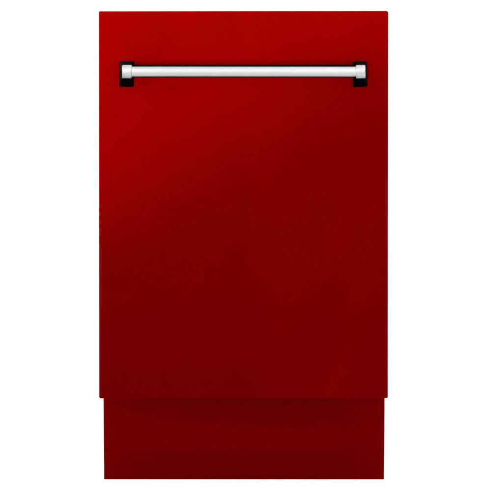 ZLINE 18 Inch Built-In Dishwasher - Tallac Series with 3rd Rack, Top Control Panel, Red Gloss Finish & Stainless Steel Tub, 51dBA (DWV RG 18) | Perfect for Modern Kitchens, Small Spaces & Energy-Efficient Homes