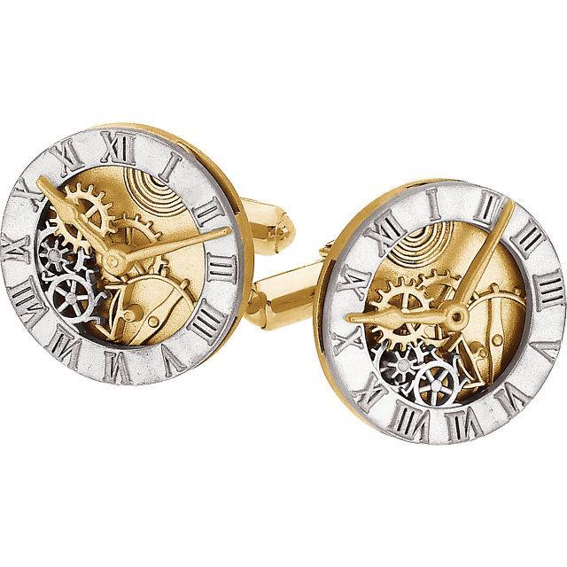 14KT Two-Tone Gold Men's Cufflinks - Elegant Dress Accessory for Weddings, Business & Formal Events