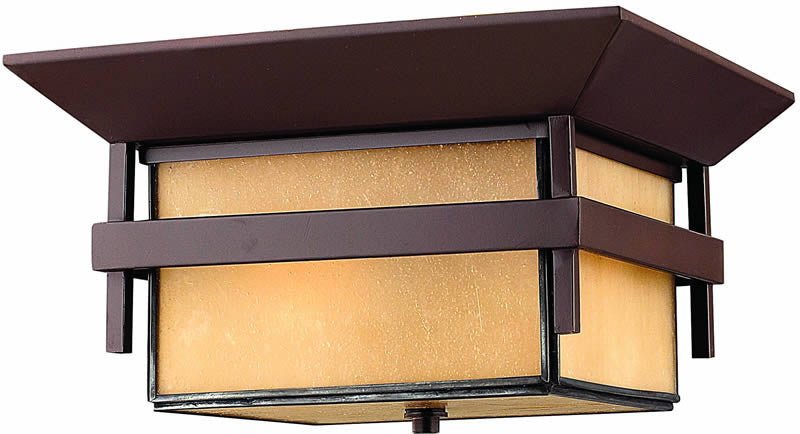 12W Harbor 2-Light Outdoor Flush Mount Fixture in Anchor Bronze - Perfect for Porch, Patio, and Garage Lighting
